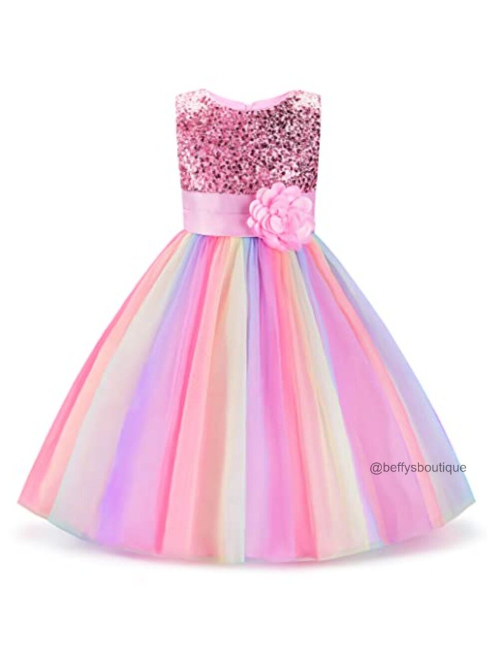 Girls Sequin Sleeveless A-Line Dress Formal Wedding Party Pageant